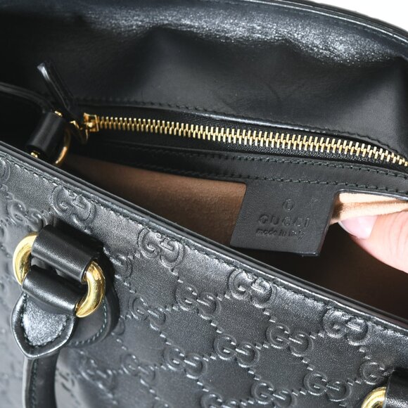 Gucci Soft Guccissima Black Leather Tote Bag Gold Hardware Top Handle Bag - Picture 8 of 12